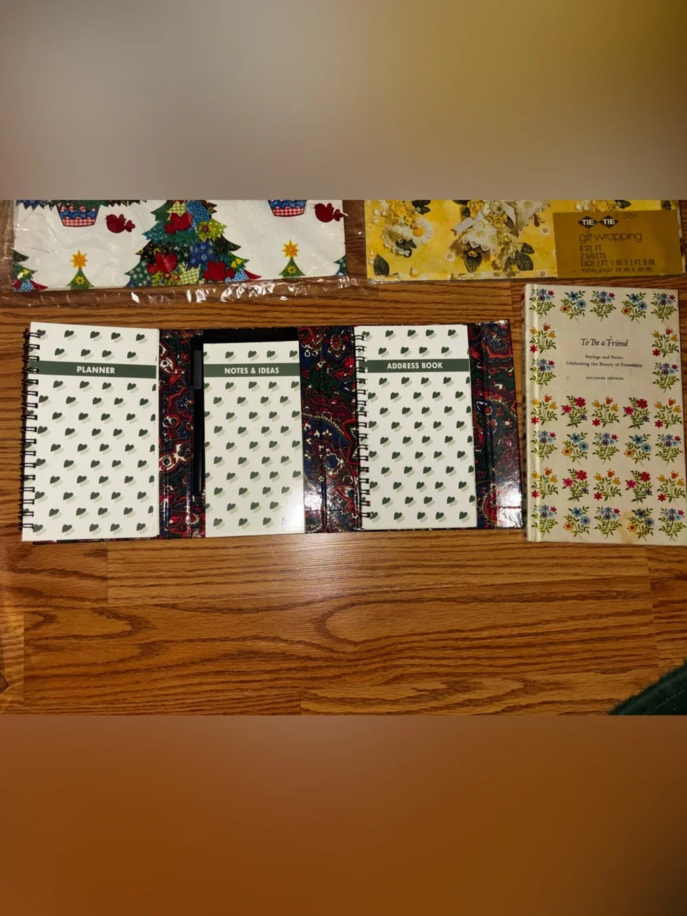 Vintage Assorted Holiday & Floral Gift Wrap, agenda and book